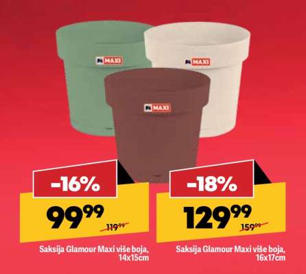 Saksija Glamour Maxi više boja, 14x15cm