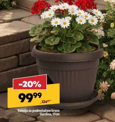 Saksija sa podmetačem braon