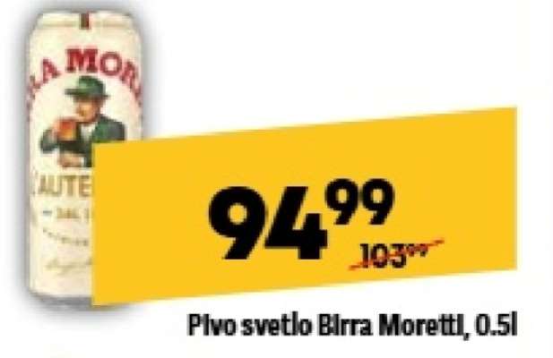 Pivo svetlo Birra Moretti, 0,5l