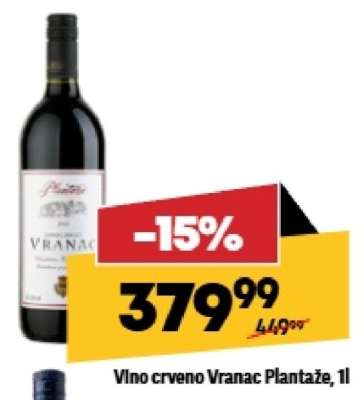 Vino crveno Vranac Plantaže, 1l
