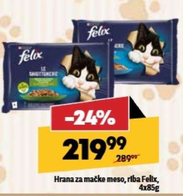 Hrana za mačke meso, riba Felix, 4x85g