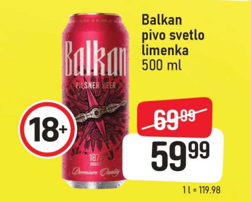 Balkan pivo svetlo limenka 500 ml