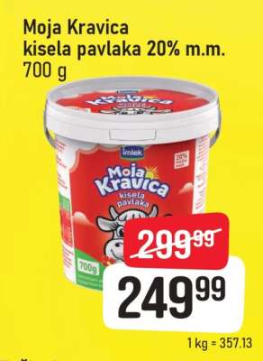 Moja Kravica kisela pavlaka 20% m.m.