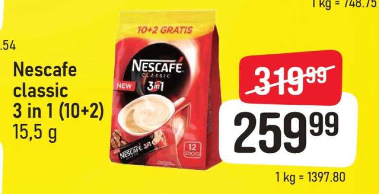 Nescafe classic 3 in 1 (10+2) 15,5 g