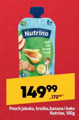 Pouch jabuka, kruška, banana i keks Nutrino, 100g