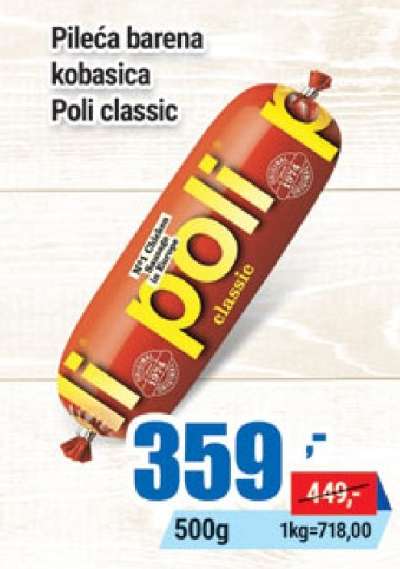 Pileća barena kobasica Poli classic