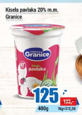 Kisela pavlaka 20% m.m. Granice