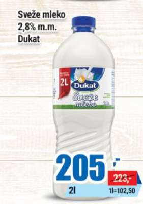 SVEŽE MLEKO 2.8 % m.m. Dukat