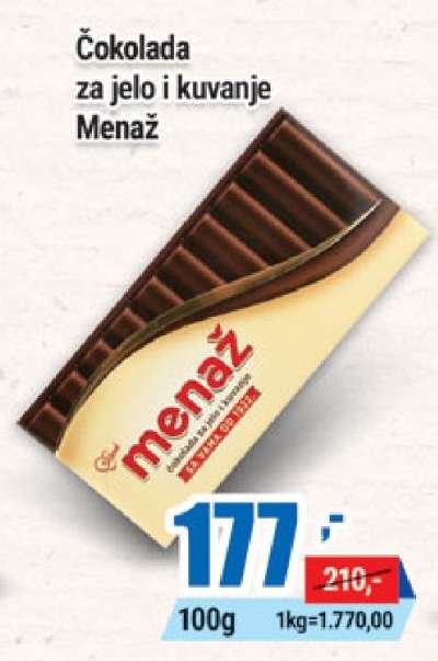 Čokolada za jelo i kuvanje Menaž