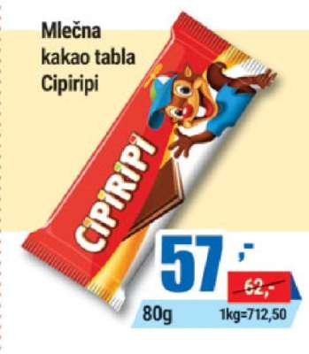 Mlečna kakao tabla Cipiripi