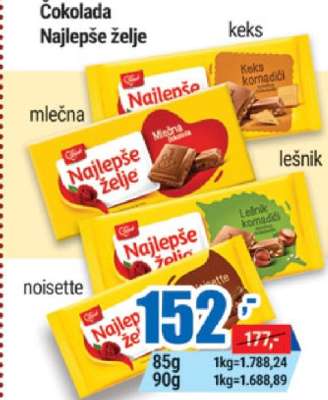 ČOKOLADA NAJLEPŠE ŽELJE