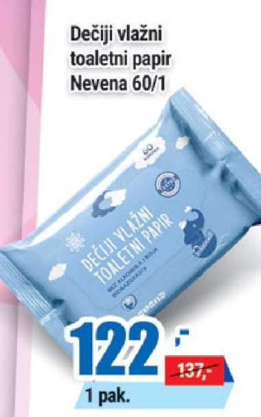Dečiji vlažni toaletni papir Nevena 60/1