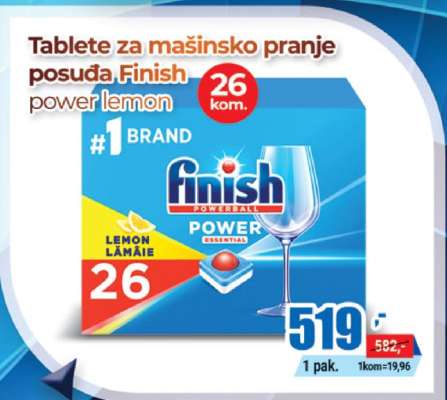 Tablete za mašinsko pranje posuđa Finish power lemon