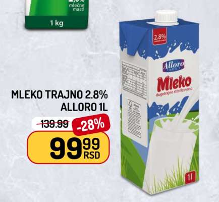 Mleko trajno 2,8% Alloro 1l