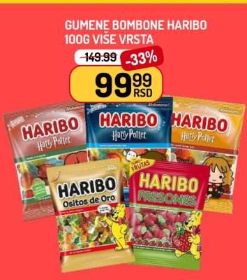 Gumene bombone Haribo 100g više vrsta