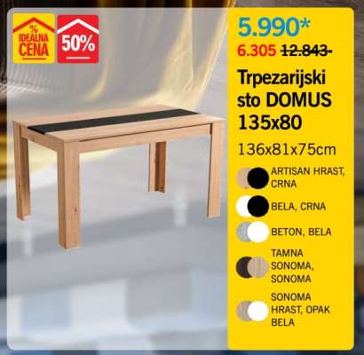 Trpezarijski sto DOMUS 135x80