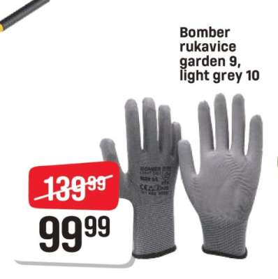 Bomber rukavice garden 9, light grey 10