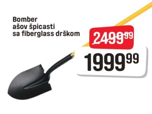 Bomber ašov špicasti sa fiberglass drškom