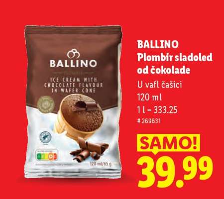Ballino Plombir sladoled od čokolade