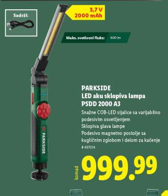 PARKSIDE LED aku sklopiva lampa PSDD 2000 A3