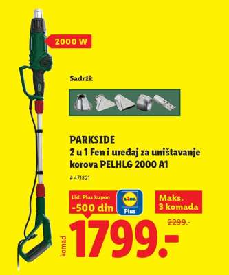 PARKSIDE 2 u 1 Fen i uređaj za uništavanje korova PELHLG 2000 A1