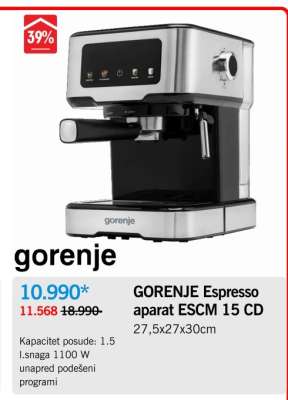 GORENJE Espresso aparat ESCM 15 CD
