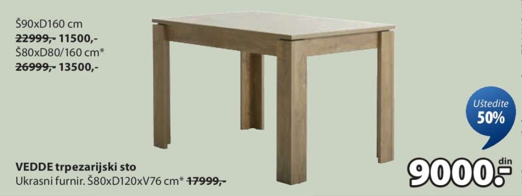 VEDDE TRPEZARIJSKI STO