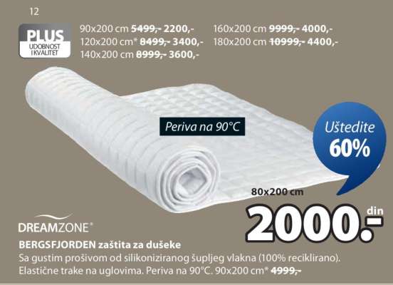 DREAMZONE BERGSFJORDEN zaštita za dušeke