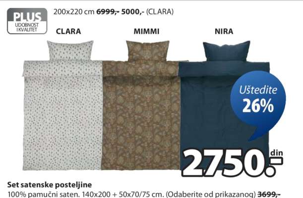 SET SATENSKE POSTELJINE