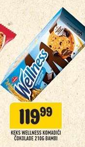 Keks Wellness Komadići Čokolade 210g Bambi
