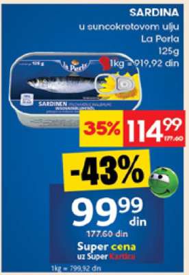 SARDINA u suncokretovom ulju La Perla 125g