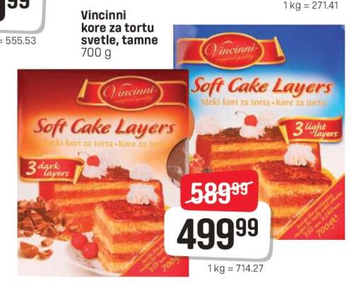 Vincinni kore za tortu svetle, tamne