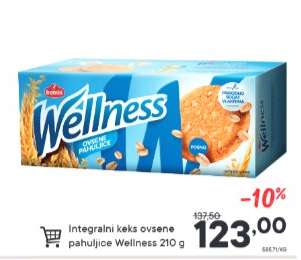 Integralni keks ovsene pahuljice Wellness 210 g