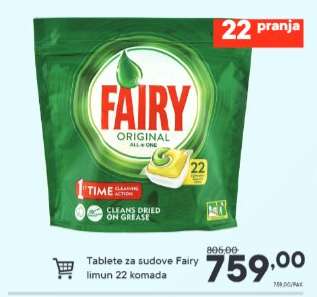 Tablete za sudove Fairy limun 22 komada