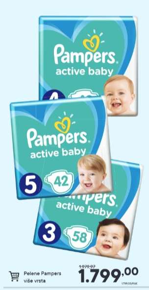 Pelene Pampers više vrsta