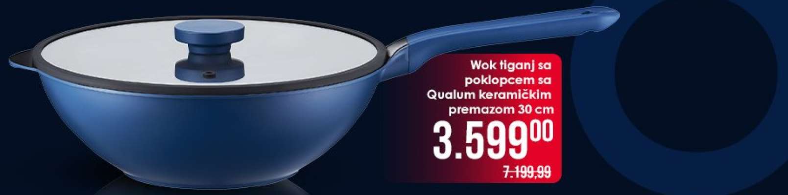 Wok tiganj sa poklopcem sa Qualum keramičkim premazom 30 cm