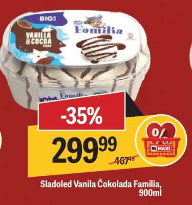 Sladoled Vanila Čokolada Familia, 900ml