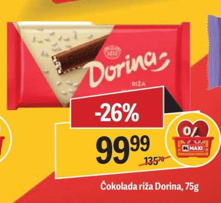 Čokolada riža Dorina 75g