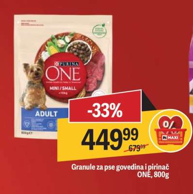 Granule za pse govedina i pirinač ONE, 800g