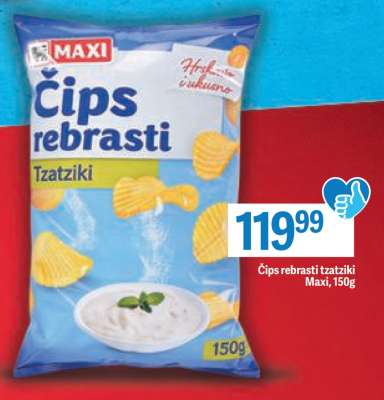 Čips rebrasti tzatziki Maxi 150g