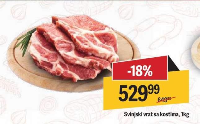 Svinjski vrat sa kostima, 1kg