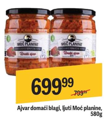 Ajvar domaći blagi ljuti Moć planine 580g