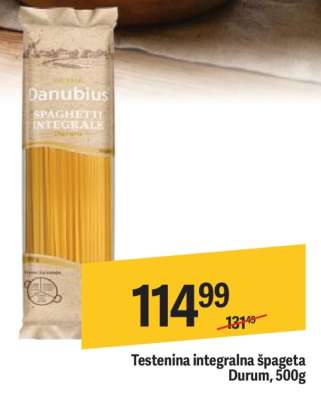 Testenina integralna spageta Durum 500g