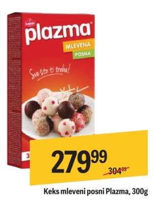 Keks mleveni posni Plazma, 300g