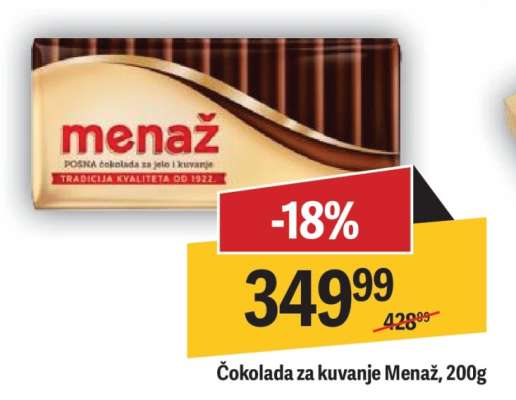 Čokolada za kuvanje Menaž 200g