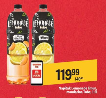 Napitak Lemonade limun, mandarina Tube, 1.5l