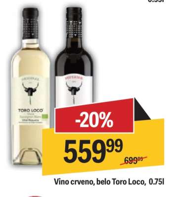 Vino crveno, belo Toro Loco, 0.75l