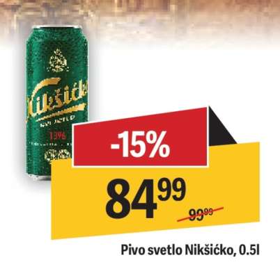 Pivo svetlo Nikšićko 0,5l