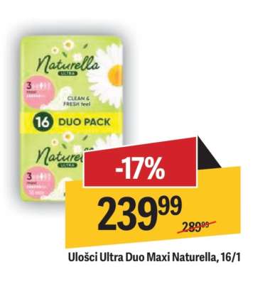 Ulošci Ultra Duo Maxi Naturella 16/1
