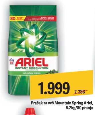 Prašak za veš Mountain Spring Ariel, 5.2kg/80 pranja